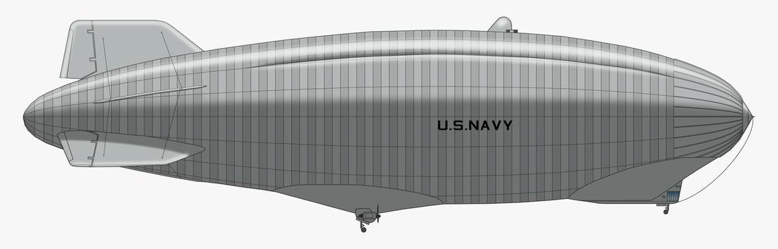 Atomluftschiffentwurf (Atomblimp) von Goodyear, 1960 (USA); Länge: 164,3 m