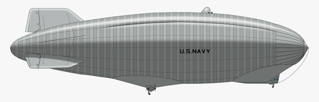 Atomluftschiffentwurf (Atomblimp) von Goodyear, 1960 (USA); Länge: 169,8 m
